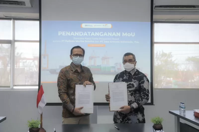 PT Jasa Armada Indonesia Tbk dengan PT Pelindo Marine Service Tanda Tangani Nota Kesepahaman Kerjasama Sinergi